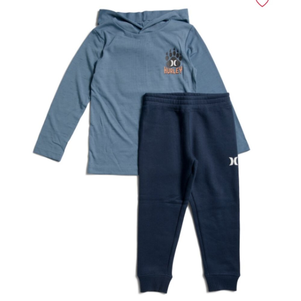 NEW HURLEY Little Boys 2pc Hoodie And Joggers Set BLUE 725 1j6